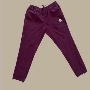 Burgundy Mens adidas track pants